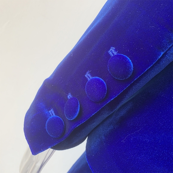Blue NWT UNBRANDED Velvet Blazer And Wide Leg Pant Matching Set - Picture 5 of 16
